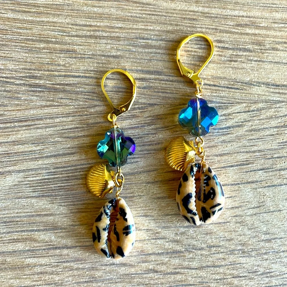 HAND CRAFTED PIERCED COWRIE SHELL EARRINGS